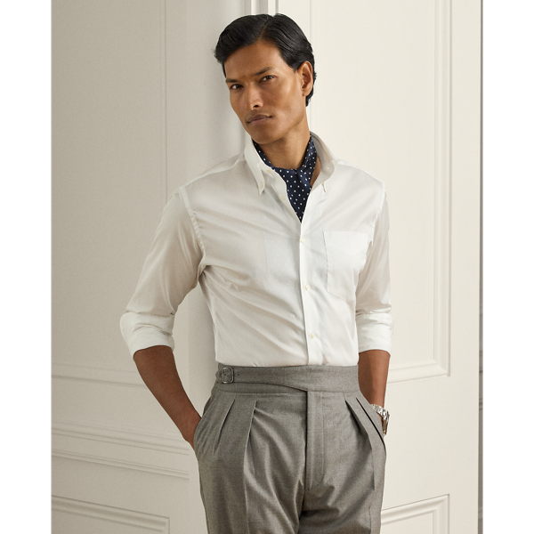 Exquisitely crafted in Italy with superfine cotton twill, this lightweight shirt exemplifies Purple Label's commitment to superior crafting and enduring elegance. Its compact construction results in a silky texture, while custom mother-of-pearl buttons add a bespoke finishing touch.