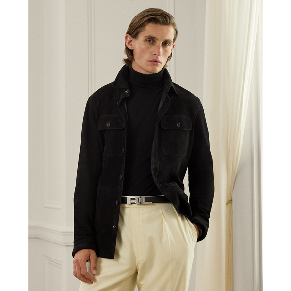 Masterfully constructed in Italy from supple suede, this shirt jacket represents Purple Label's signature blend of refined craftsmanship and understated luxury. The utilitarian-inspired silhouette is elevated with impeccable tailoring and meticulous details, including a subtle " Ralph Lauren Lauren" logo debossed on the collar stand.