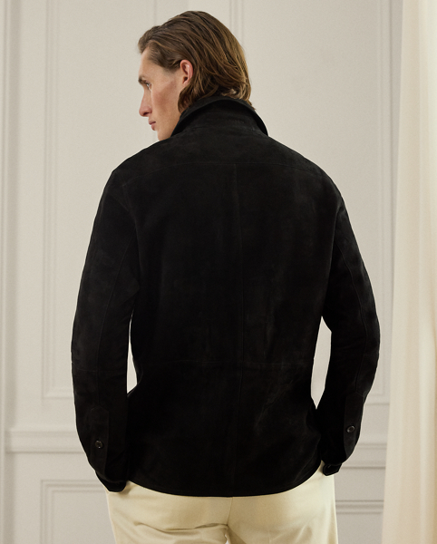 Masterfully constructed in Italy from supple suede, this shirt jacket represents Purple Label's signature blend of refined craftsmanship and understated luxury. The utilitarian-inspired silhouette is elevated with impeccable tailoring and meticulous details, including a subtle " Ralph Lauren Lauren" logo debossed on the collar stand.