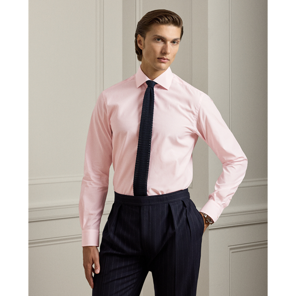 Meticulously crafted in Italy, this striped shirt exemplifies sartorial excellence through its silky, super-fine cotton twill and genuine mother-of-pearl buttons. The precise compact weave of the cloth delivers superior colour brilliance, beautifully showcasing the bespoke hue, which was custom-developed with a storied Italian mill.