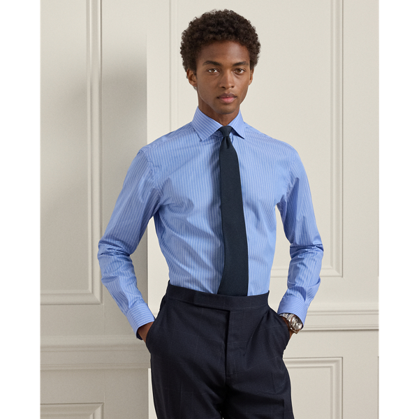 This striped shirt exemplifies sartorial excellence with its luxuriously lightweight cotton fabric and expert Italian tailoring. It is thoughtfully finished with genuine mother-of-pearl buttons, resulting in a sophisticated garment, which showcases superior craftsmanship and timeless elegance.