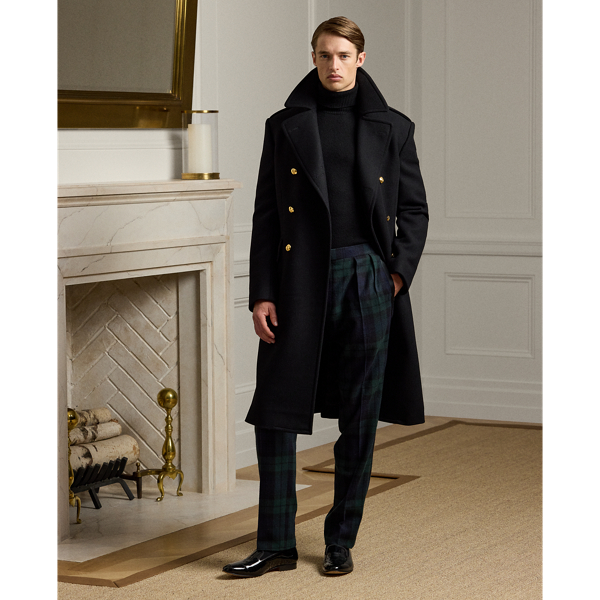 This topcoat is tailored by hand in Italy using a double-faced cloth that was custom-developed for  Ralph Lauren Lauren. The wool-and-cashmere fabric is compactly woven, allowing for an elegant drape and a luxurious texture.