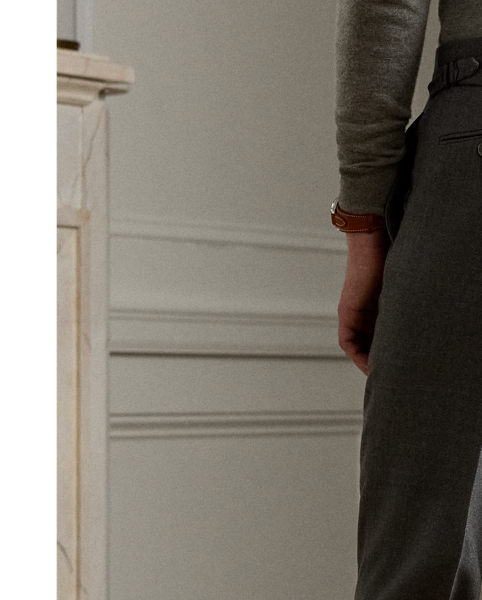 These trousers are skillfully hand-tailored in Italy using washed wool flannel that was custom-developed to  Ralph Lauren Lauren's exacting specifications. The lightweight construction and superior crafting reflect our unwavering commitment to creating garments of exceptional quality and modern sophistication.