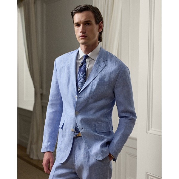 Epitomising the art of sartorial innovation, this jacket features Purple Label's most lightweight silhouette, masterfully hand-tailored in Italy using a custom-developed linen fabric. Genuine mother-of-pearl buttons complement the refined texture of its bespoke cloth.