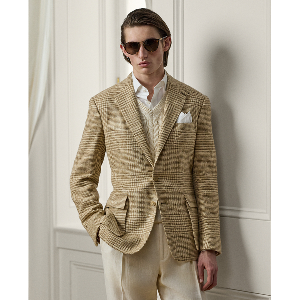 Hand-tailored in Italy, the Kent combines a lighter construction with fine canvassing and a soft shoulder to create a more natural profile. This version's Glen plaid fabric was custom-developed for  Ralph Lauren Lauren using silk, linen and cashmere.