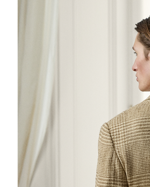 Hand-tailored in Italy, the Kent combines a lighter construction with fine canvassing and a soft shoulder to create a more natural profile. This version's Glen plaid fabric was custom-developed for  Ralph Lauren Lauren using silk, linen and cashmere.