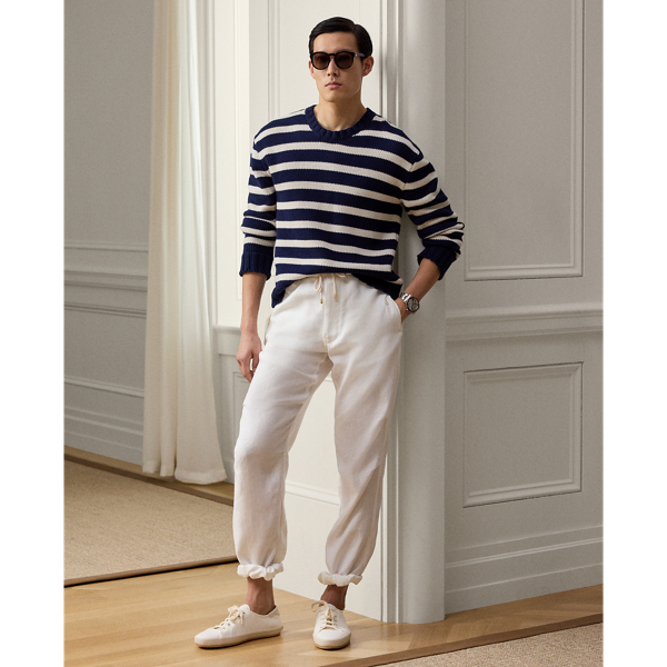 These utilitarian-inspired trousers are hand-tailored in Italy with a lightweight linen fabric that was custom-developed for Purple Label and personally selected by Mr Lauren. They are finished with suede detailing and corozo buttons.