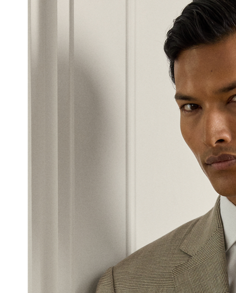 Skillfully hand-tailored in Italy, the Kent combines a lighter construction with fine canvassing and a soft shoulder to create a more natural profile. This version's Glen plaid fabric was custom-developed for  Ralph Lauren Lauren using a luxurious blend of lightweight linen and silk.