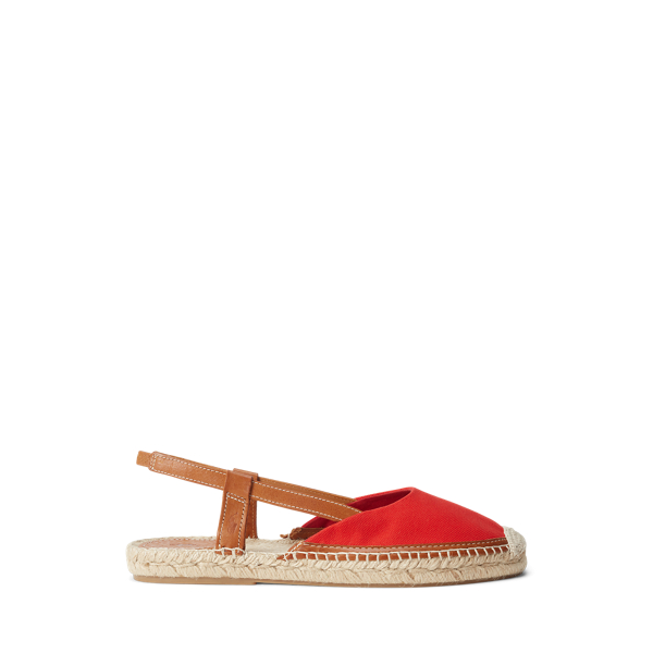 Polo Ralph Lauren Leather-trim Canvas Slingback Espadrille In Red