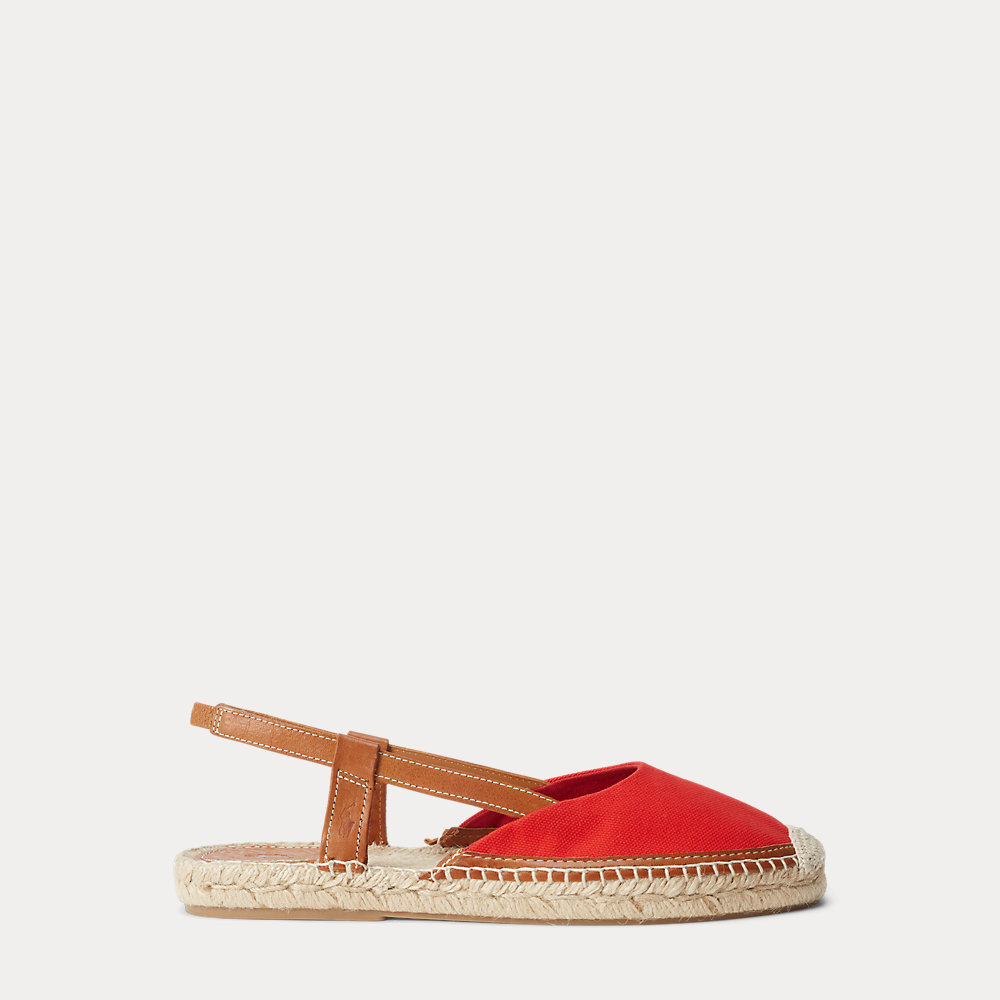 Polo Ralph Lauren Leather-trim Canvas Slingback Espadrille In Red