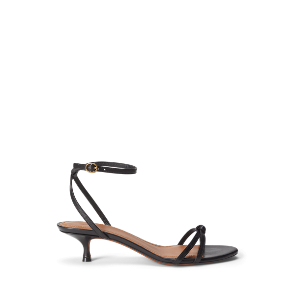 Polo Ralph Lauren Leather Kitten-heel Sandal In Black