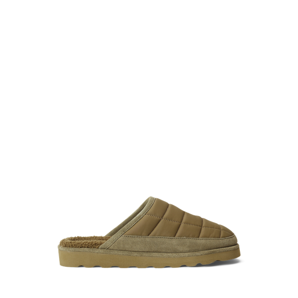 Polo Ralph Lauren Reade Suede-trim Quilted Scuff Slipper In Natural